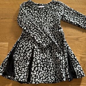 Charming Black and White Leopard Print Kids Dress